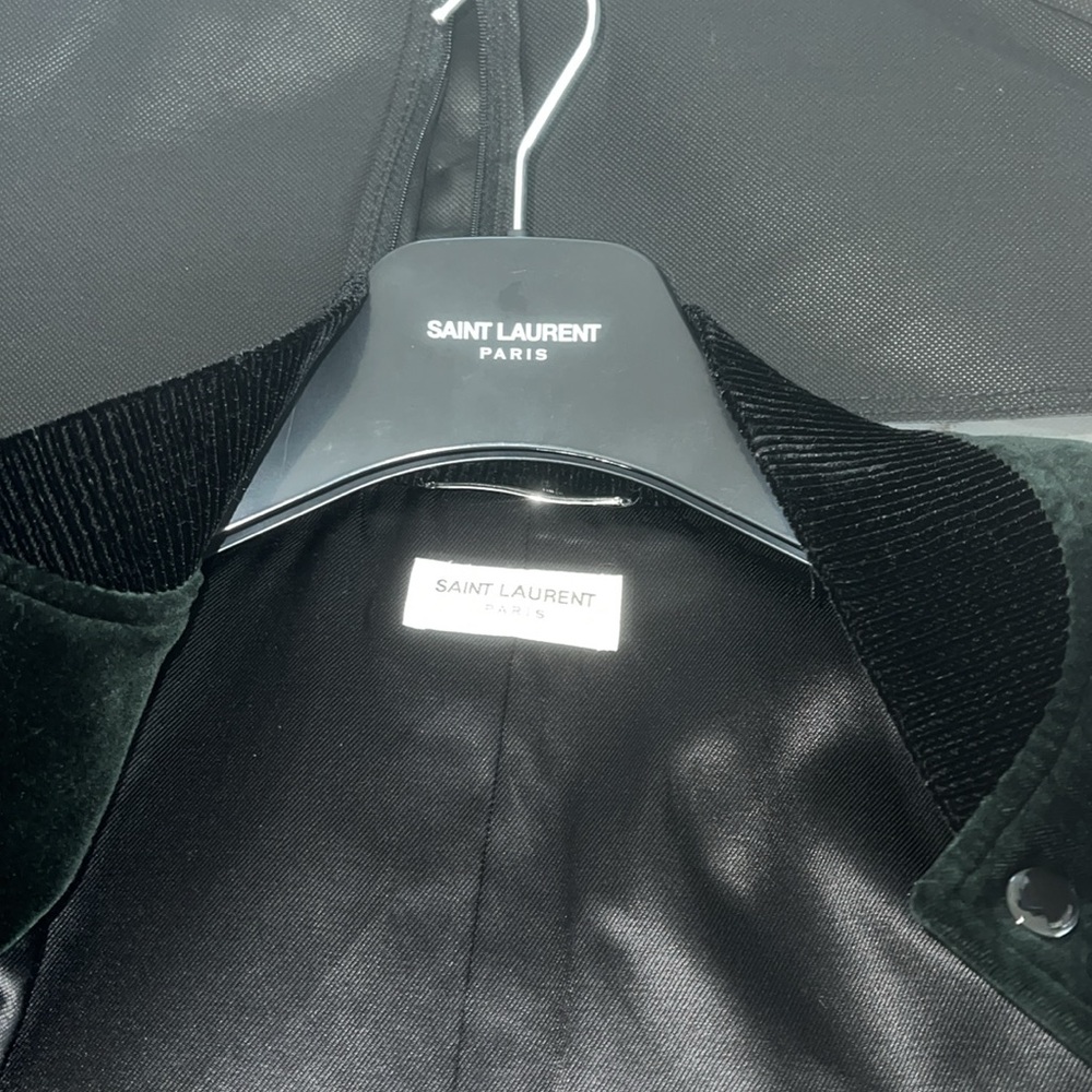 Saint Laurent Men's Velvet Logo Teddy Jacket - Picture 9 of 16